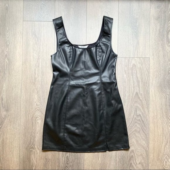 BB Dakota Rock City Vegan Leather Mini Dress Black Size Medium - Picture 5 of 14